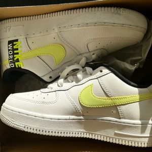 Air Force ones with lime green check